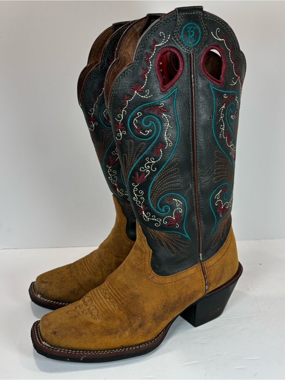 Tony Lama Women’s Embroidered Western Boots Sz 7.5 B Boho Leather Colorful 2025L - Picture 6 of 13